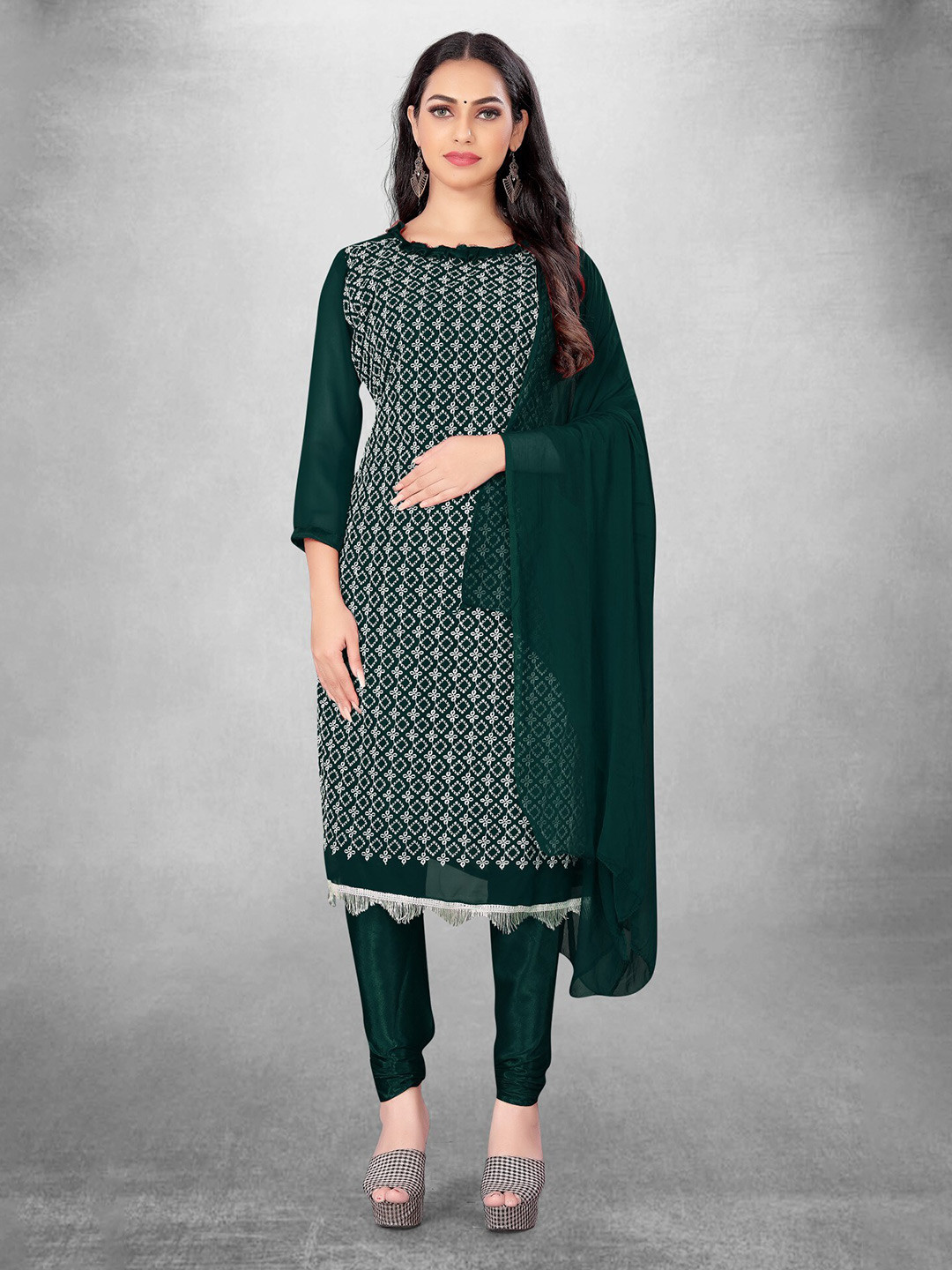 

LeeliPeeri Designer Embroidered Unstitched Dress Material, Teal