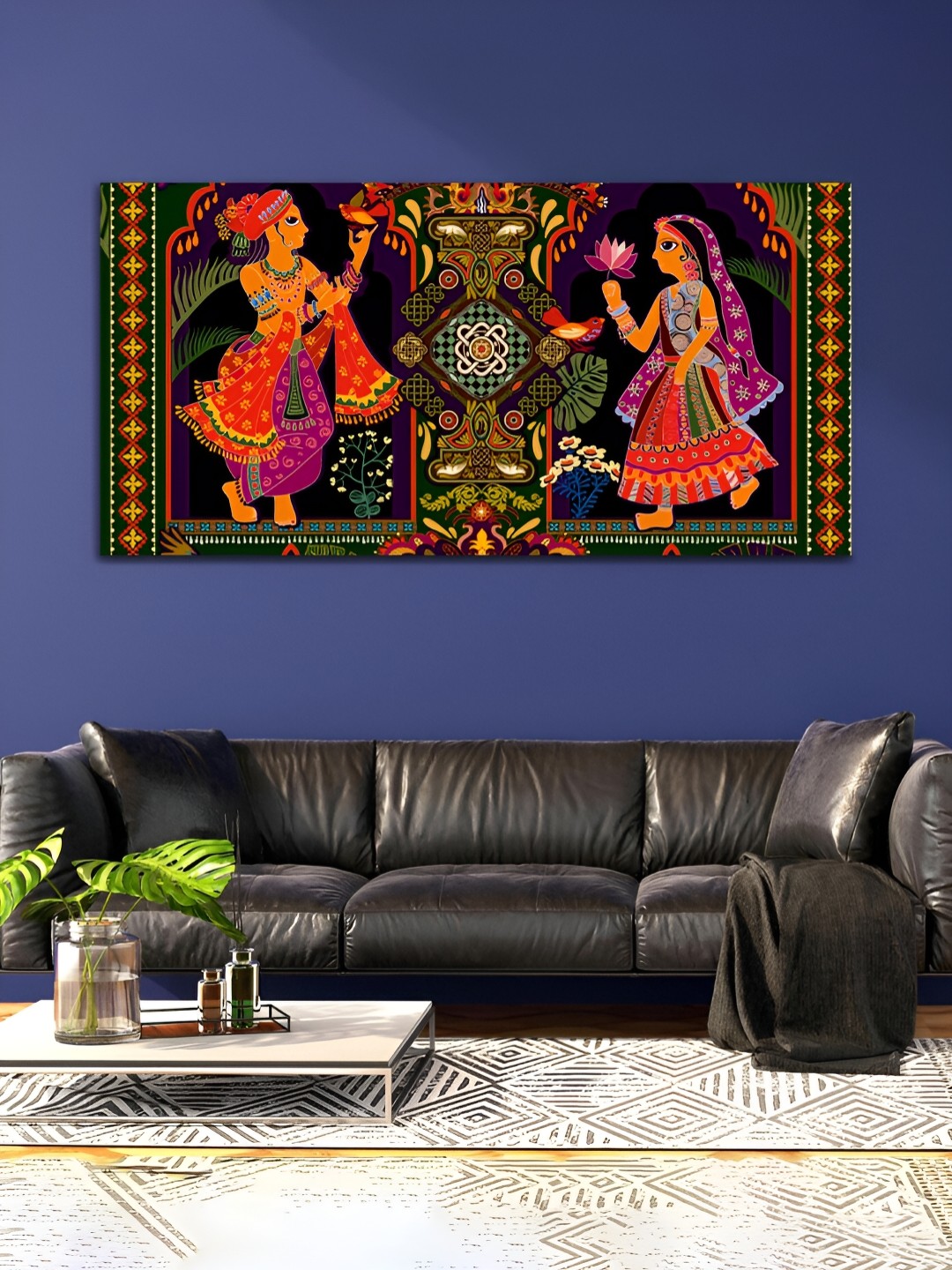 

MITHILA Handicrafts Black & Red Canvas Painting Wall Art