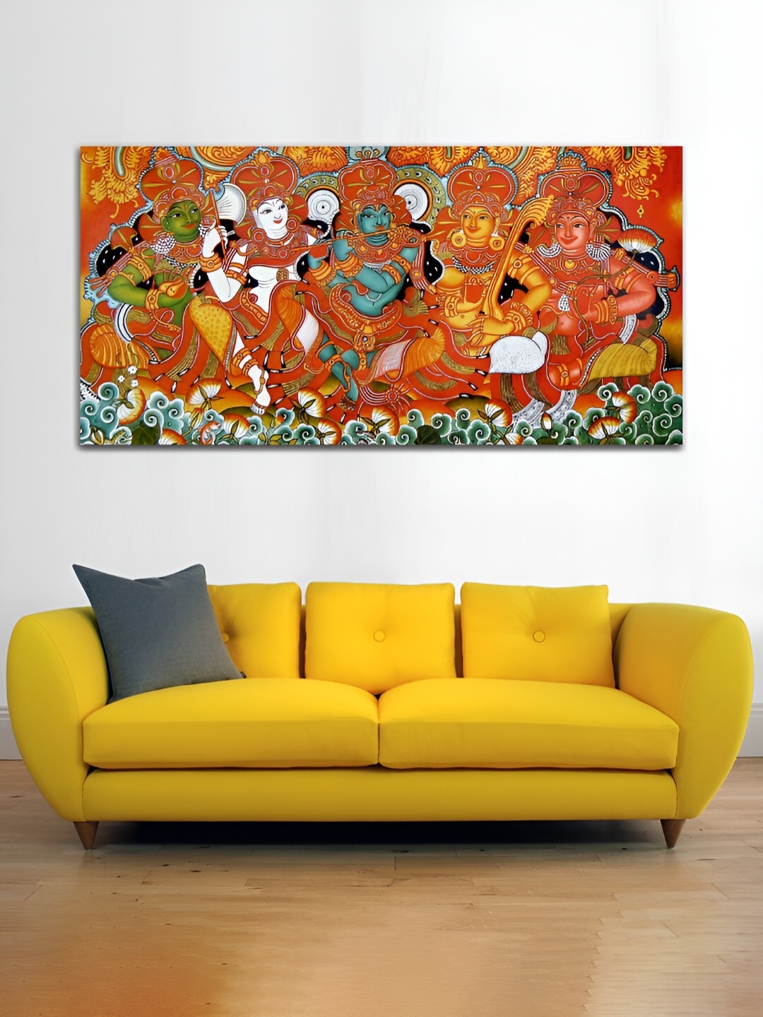 

MITHILA Handicrafts Yellow & Orange Canvas Paintings Wall Art