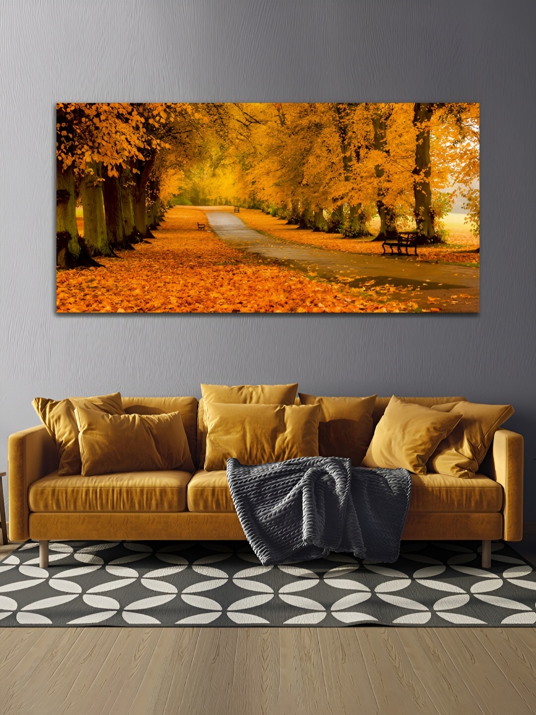 

MITHILA Handicrafts Orange & Brown Floral and Botanical Canvas Wall Art