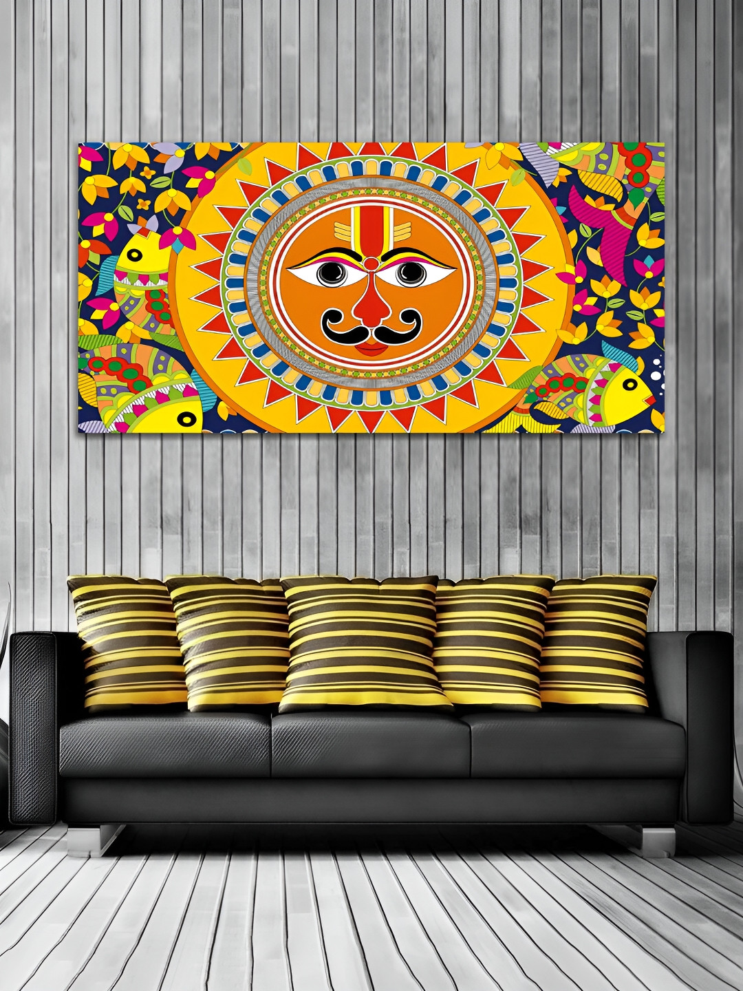 

MITHILA Handicrafts Orange & Yellow Madhubani Canvas Wall Art
