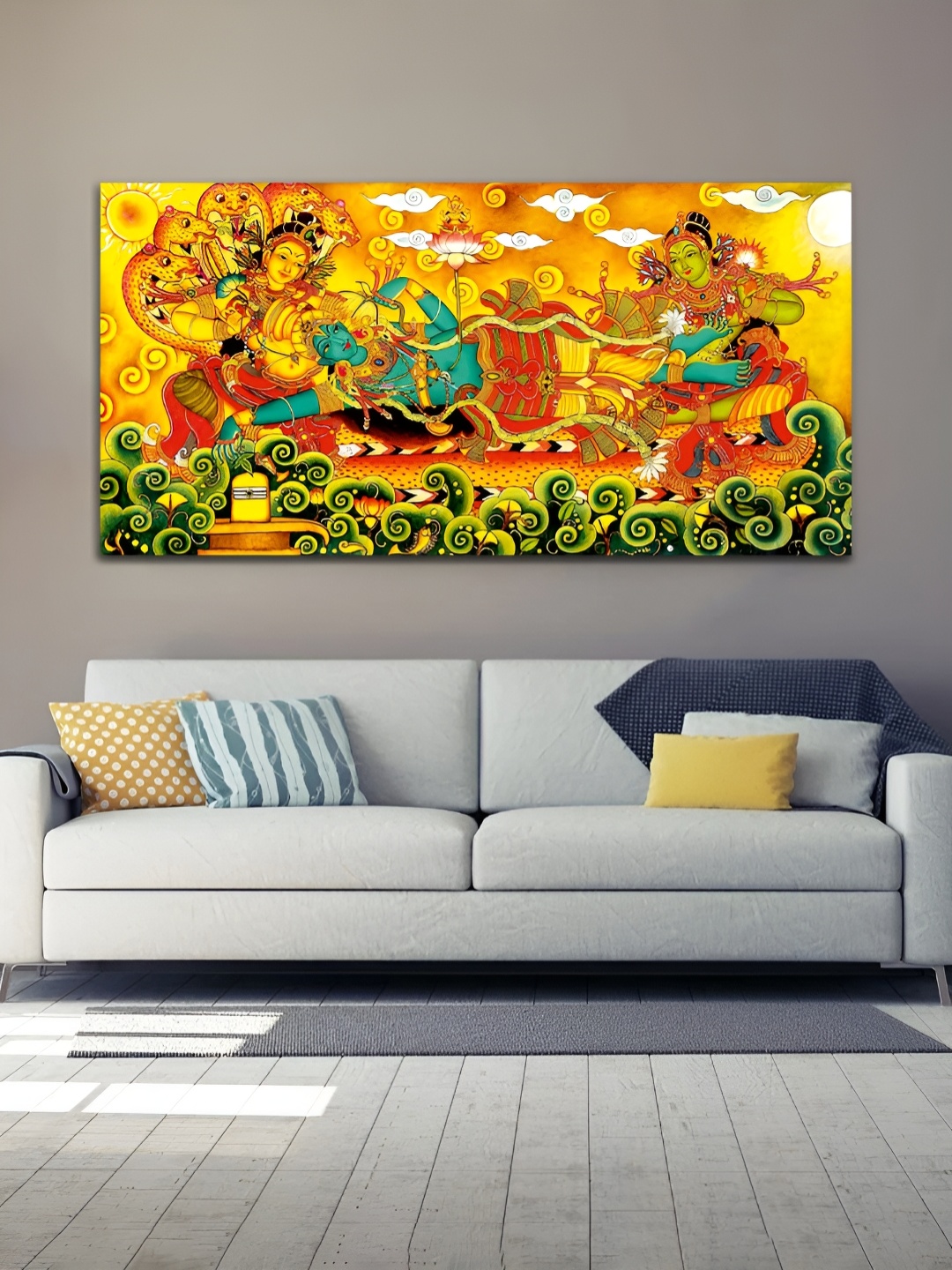 

MITHILA Handicrafts Yellow & Green Canvas Paintings Wall Art