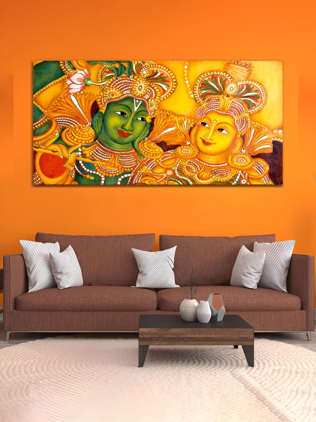 

MITHILA Handicrafts Yellow & Green Canvas Painting Wall Art