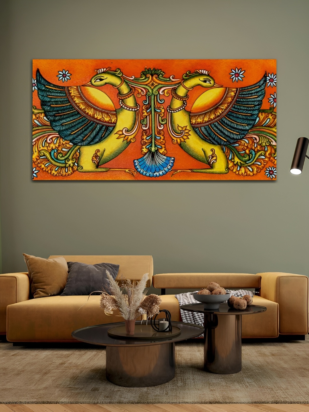 

MITHILA Handicrafts Orange & Yellow Canvas Painting Wall Art