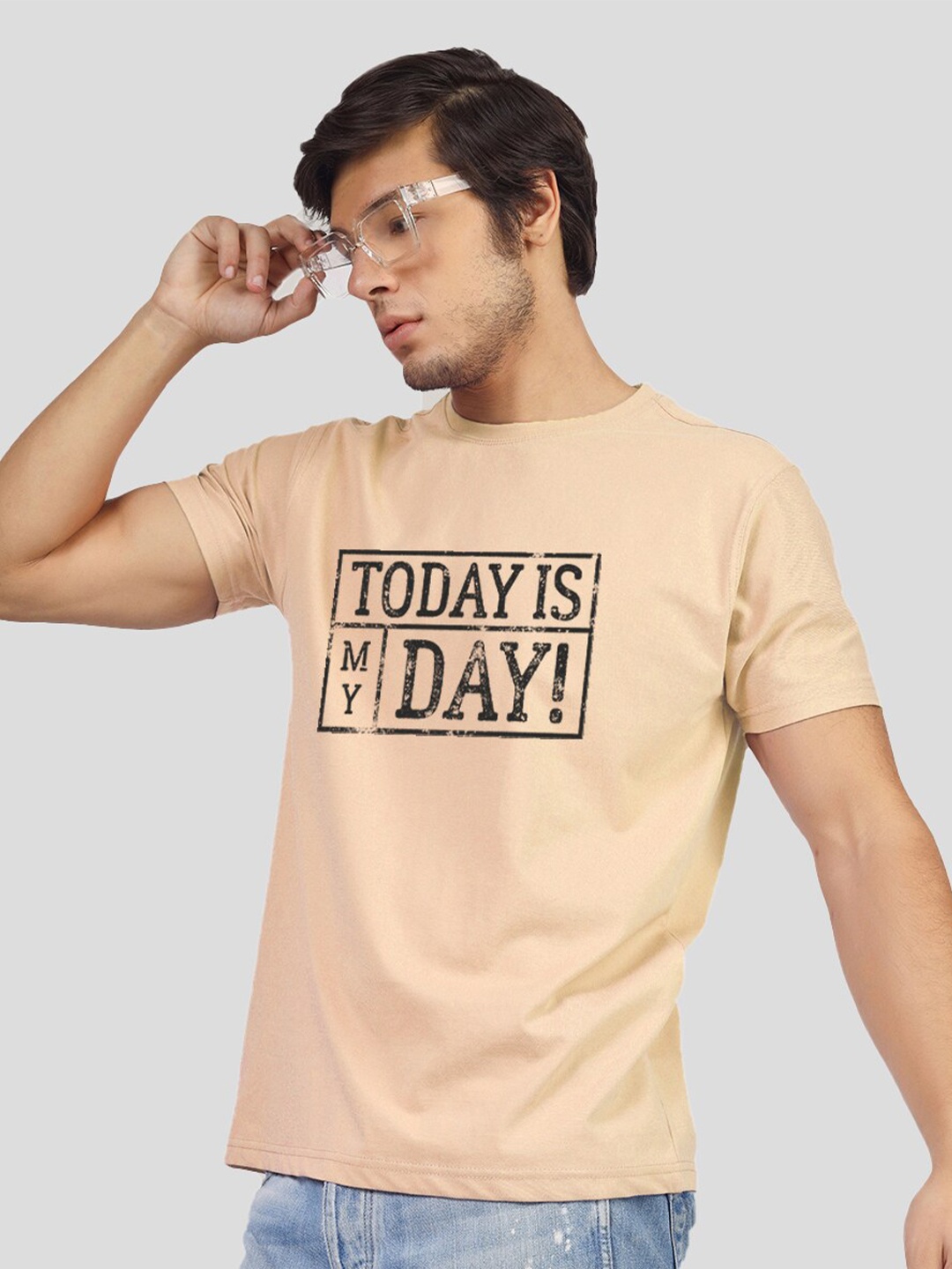 

Greylongg Typography Printed T-shirt, Beige