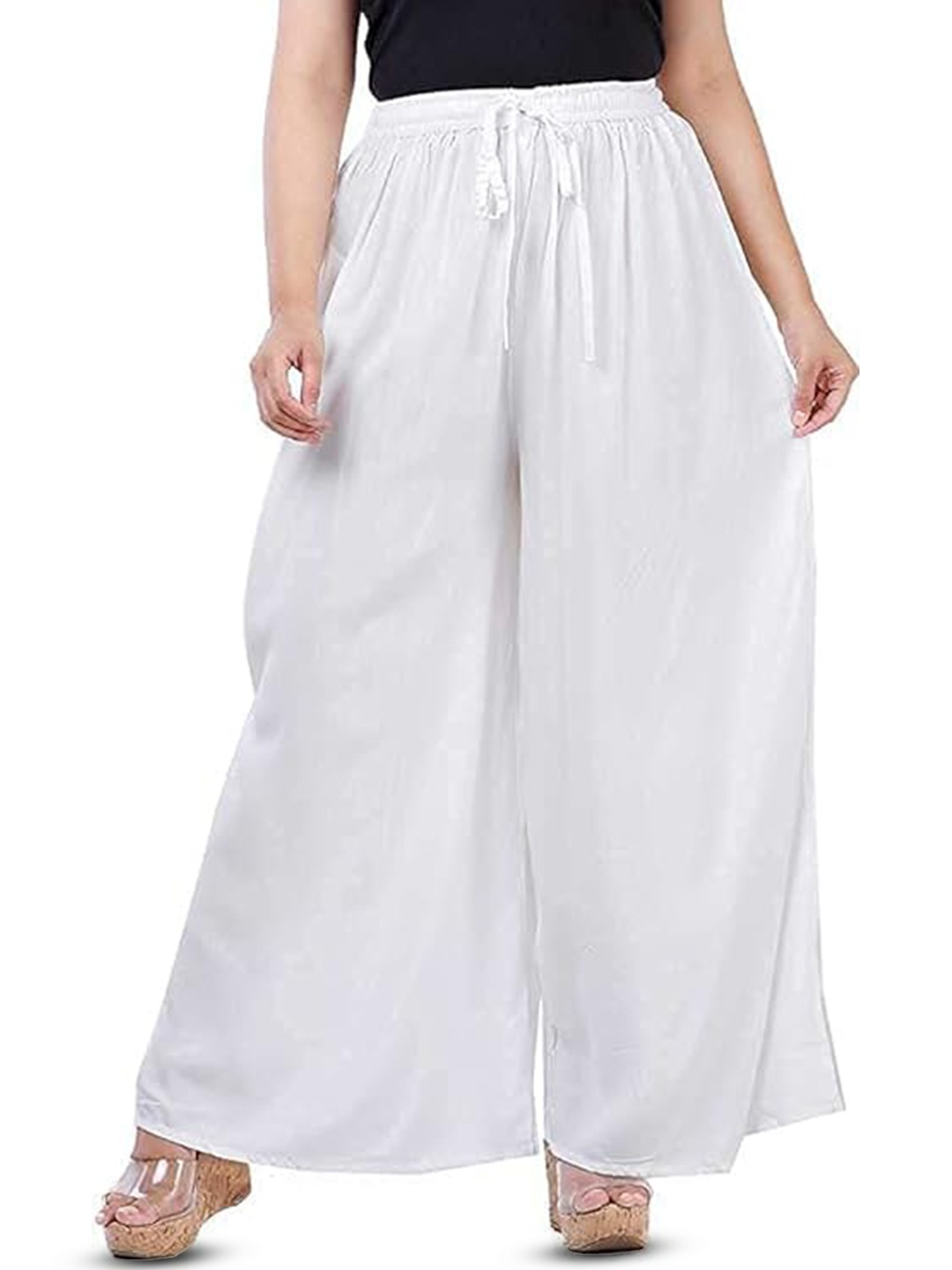 

CHANDERKASH Women Wide Leg Palazzos, White