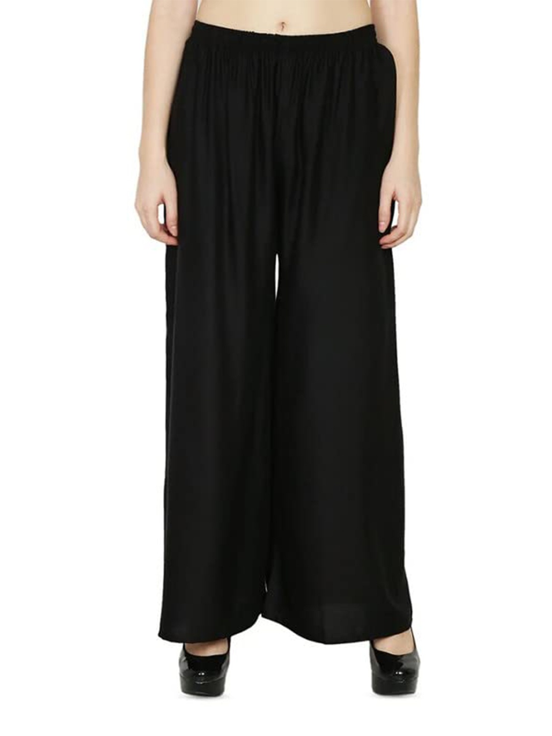 

CHANDERKASH Women Wide Leg Palazzos, Black