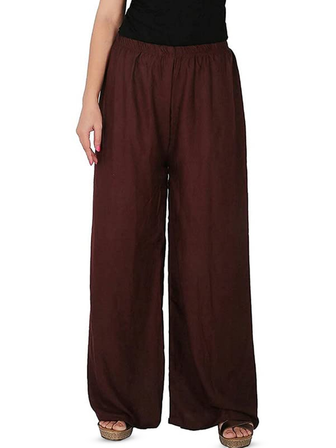 

CHANDERKASH Women Wide Leg Palazzos, Brown