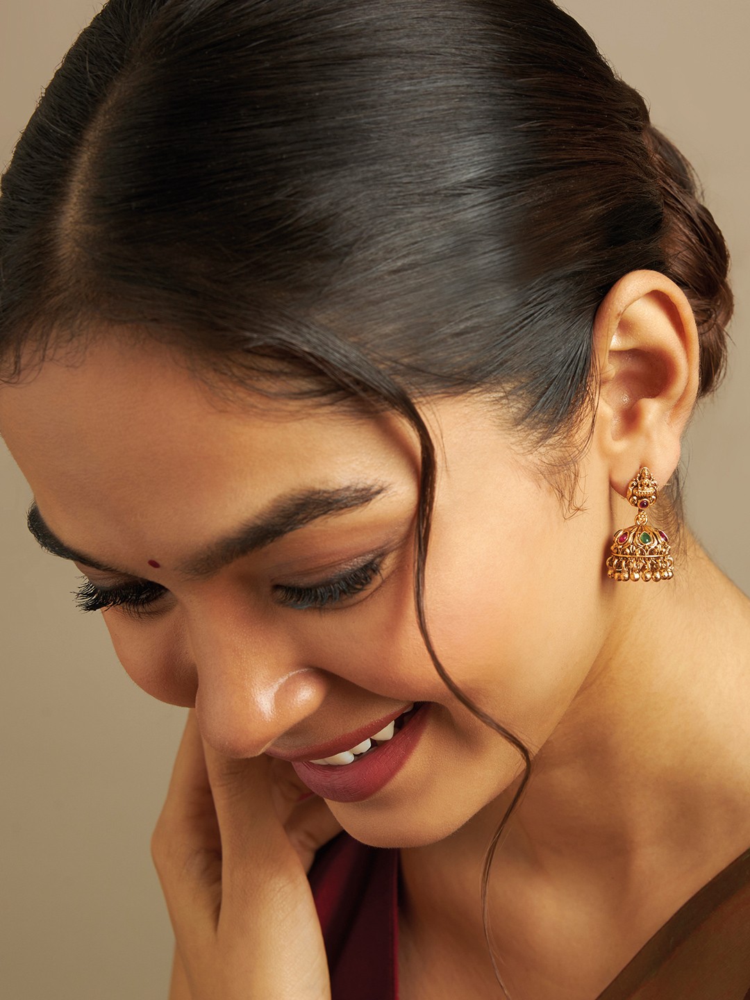 

Kushal's Fashion Jewellery Gold-Plated Dome Shaped Jhumkas