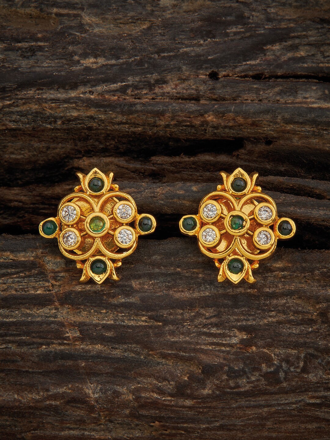 

Kushal's Fashion Jewellery Gold-Plated Classic Studs Earrings, Green