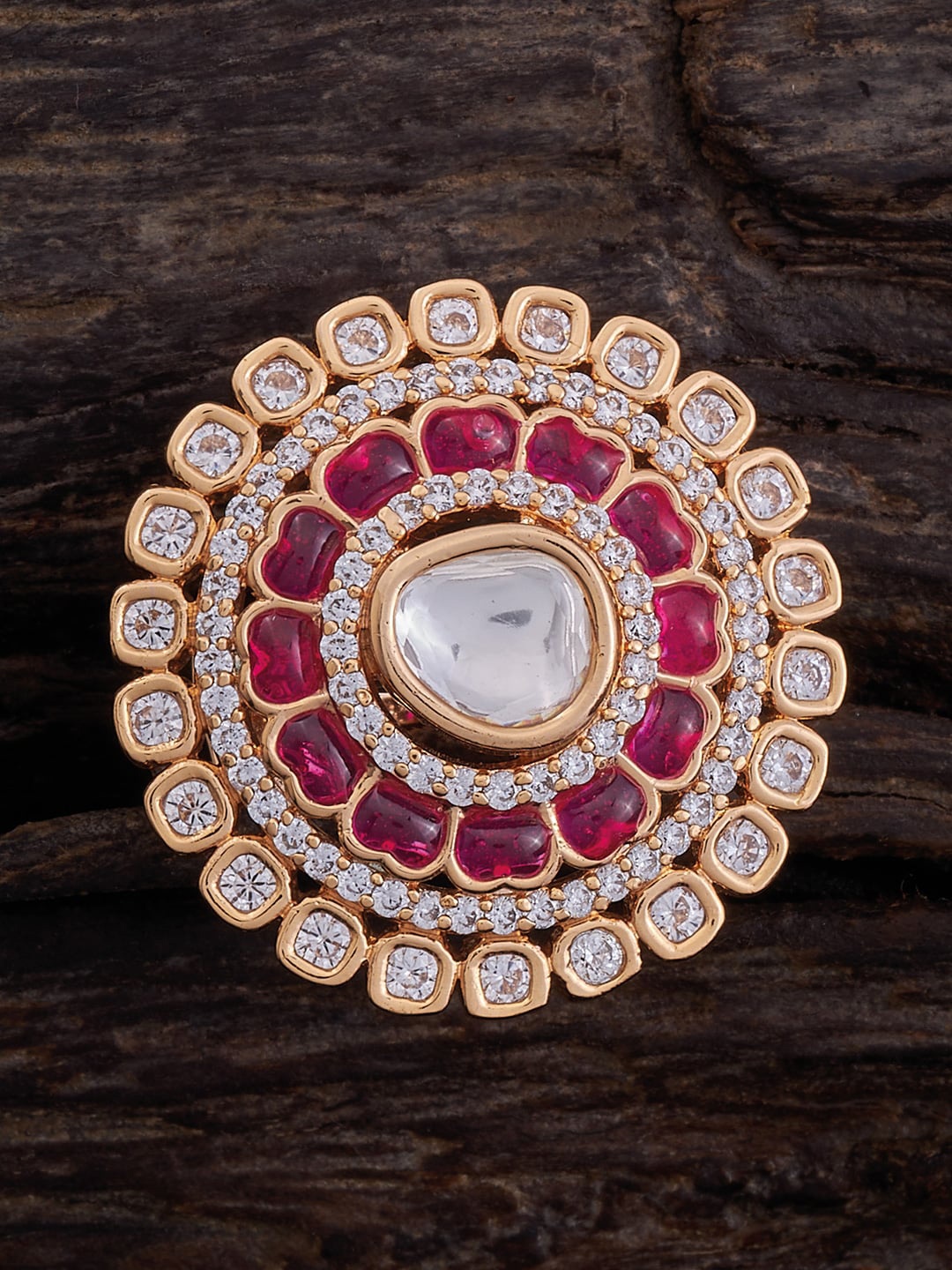 

Kushal's Fashion Jewellery Gold-Plated Stone Studded Finger Ring