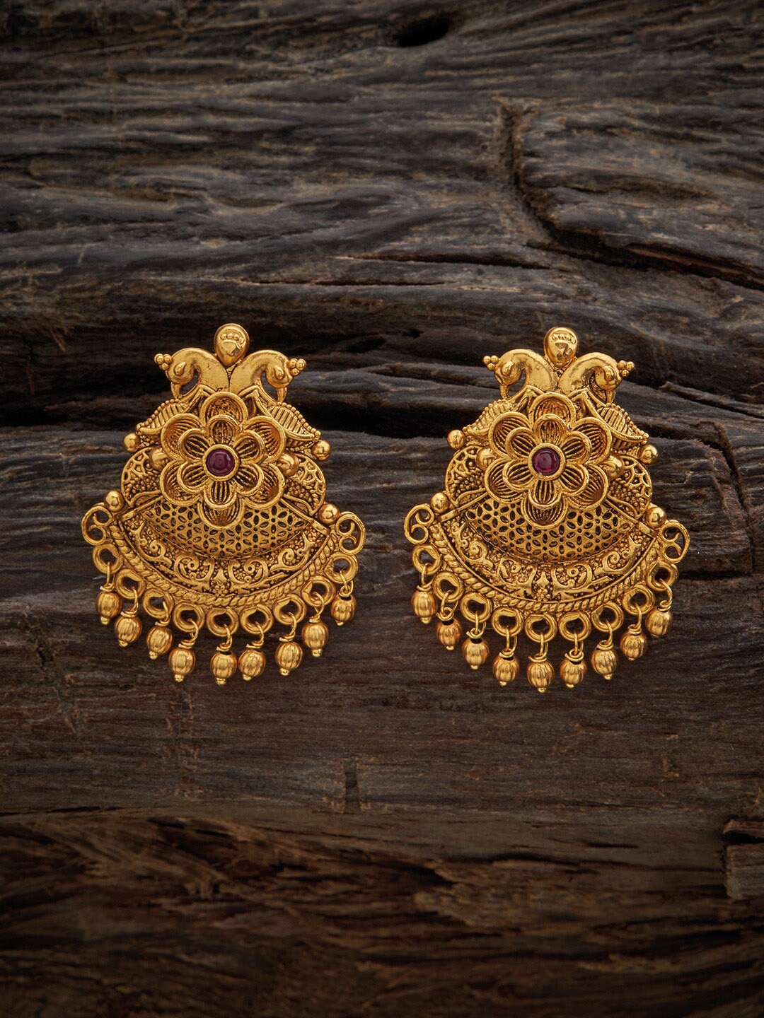 

Kushal's Fashion Jewellery Gold-Plated Classic Studs Earrings, Red