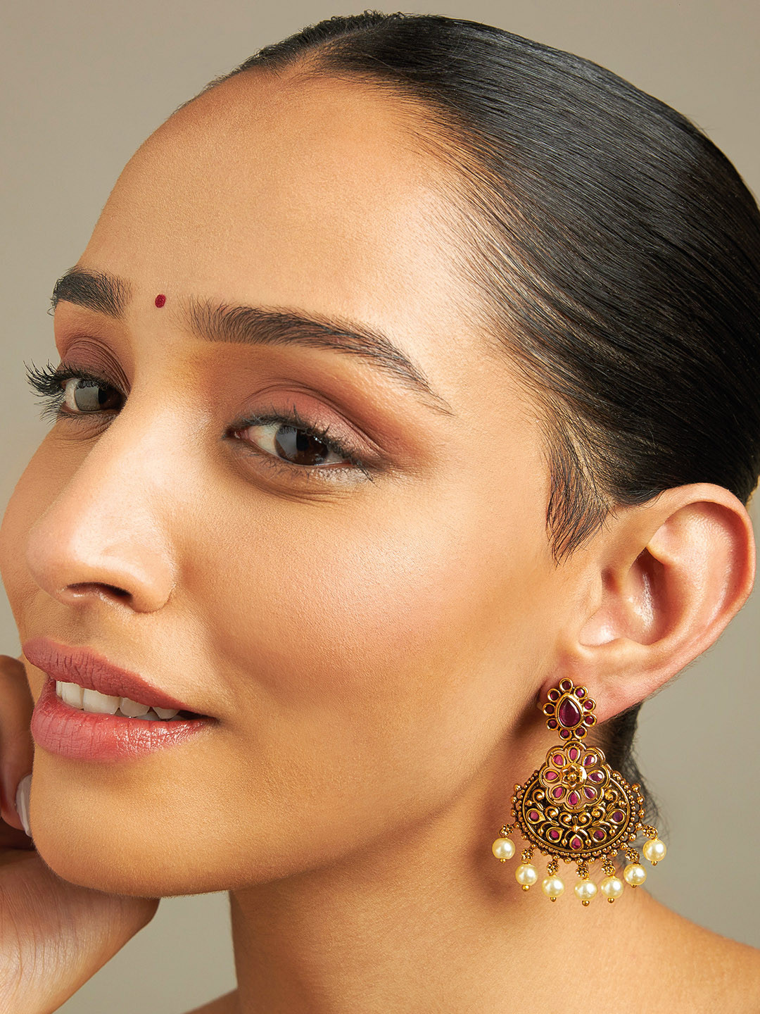 

Kushal's Fashion Jewellery Gold Plated Antique Classic Drop Earrings