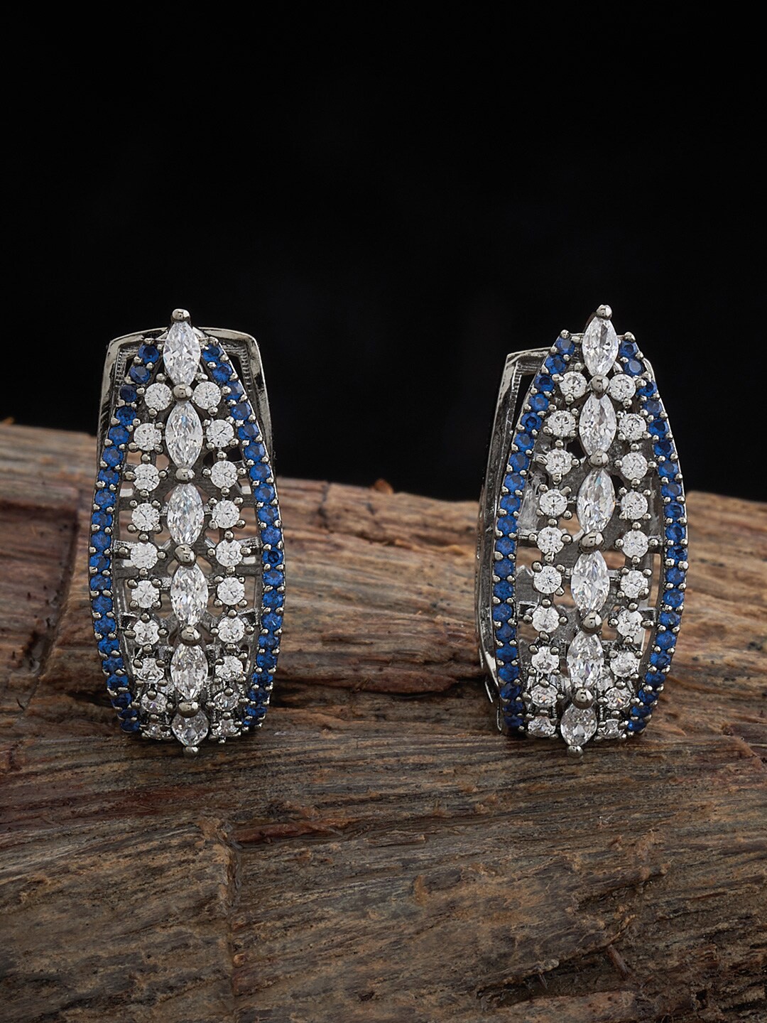 

Kushal's Fashion Jewellery Rhodium-Plated Cubic Zirconia Studded Classic Studs Earrings, Silver