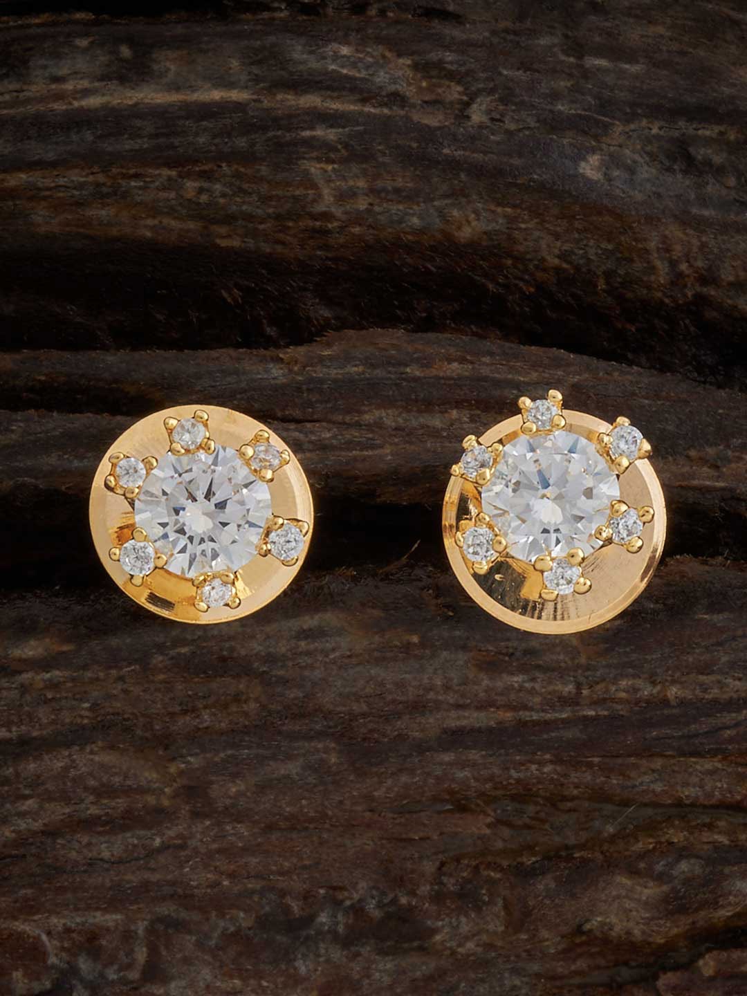 

Kushal's Fashion Jewellery Gold-Plated Zircon Classic Studs Earrings