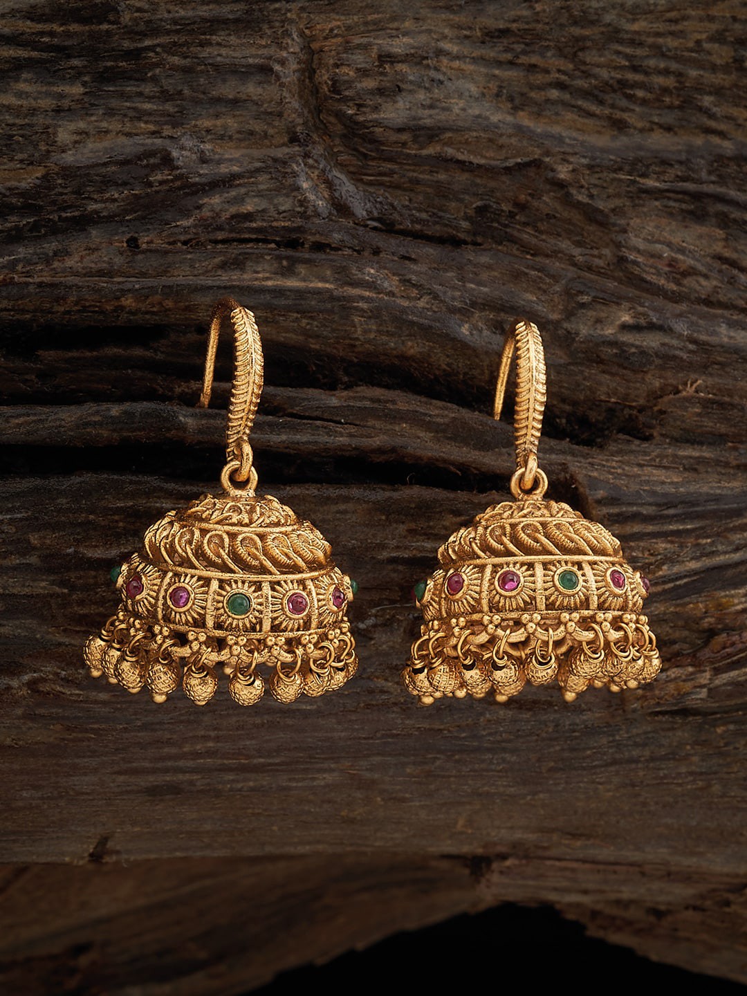 

Kushal's Fashion Jewellery Gold-Plated Dome Shaped Jhumkas