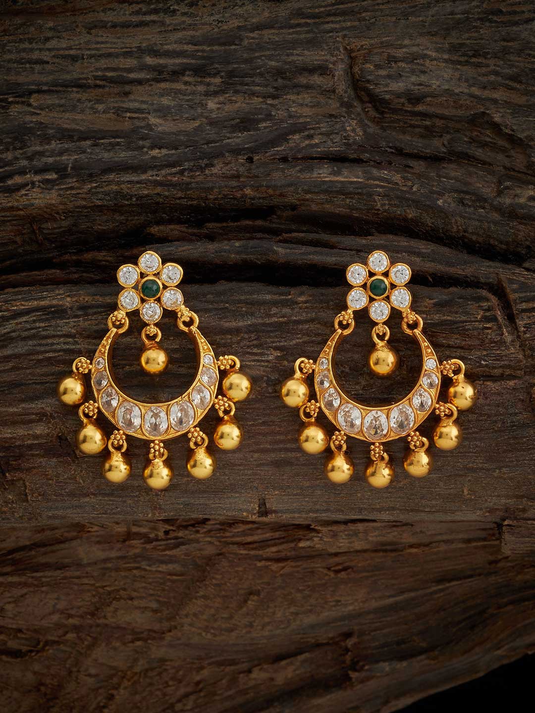 

Kushal's Fashion Jewellery 92.5 Pure Silver Gold-Plated Stones-Studded & Beaded Chandbalis