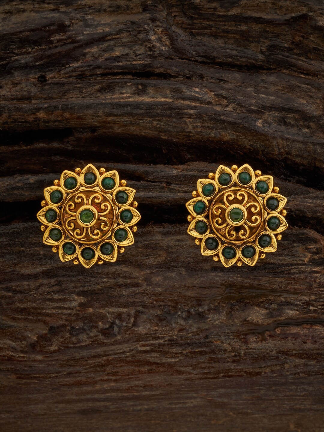 

Kushal's Fashion Jewellery Gold-Plated Circular Studs Earrings