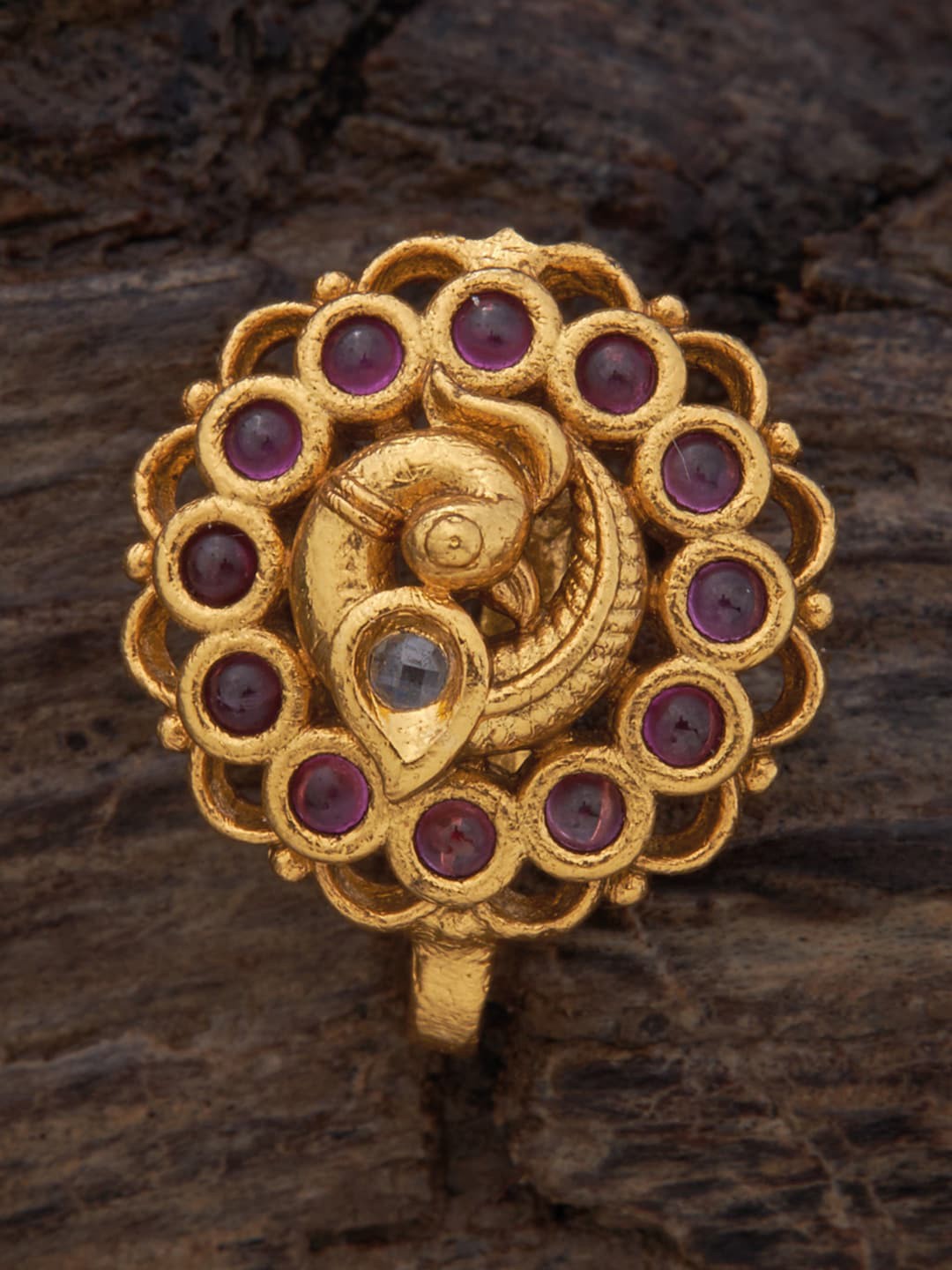 

Kushal's Fashion Jewellery Gold-Plated CZ Studded Nosepin, Red
