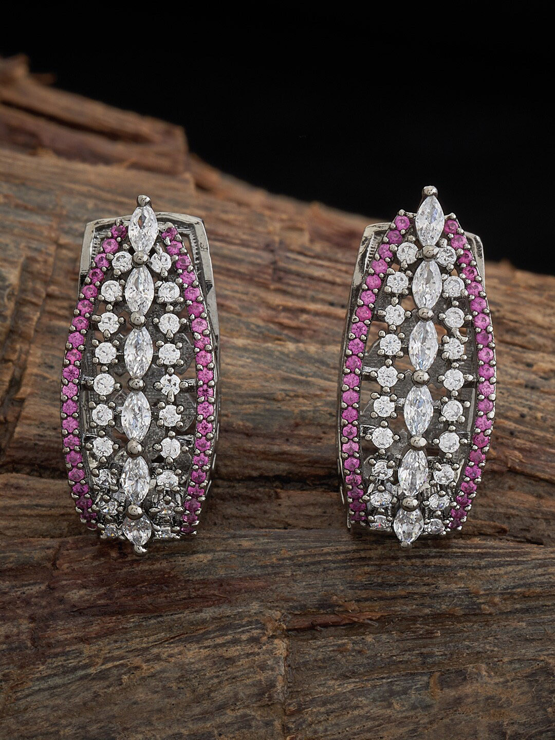 

Kushal's Fashion Jewellery Rhodium-Plated Classic Half Hoop Earrings, Silver