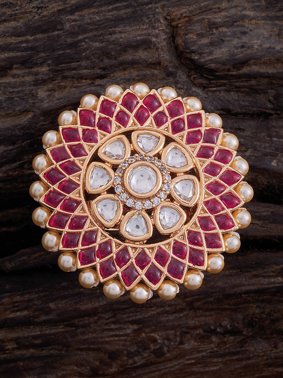 

Kushal's Fashion Jewellery Kundan-Studded Adjustable Finger Ring, Gold
