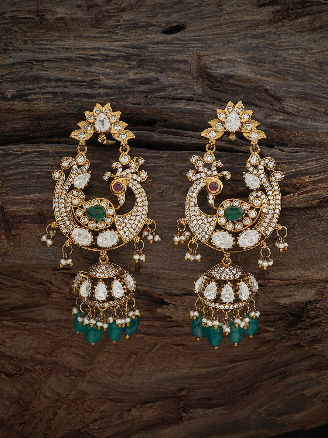 

Kushal's Fashion Jewellery Classic Kundan Studded Jhumkas Earrings, Gold