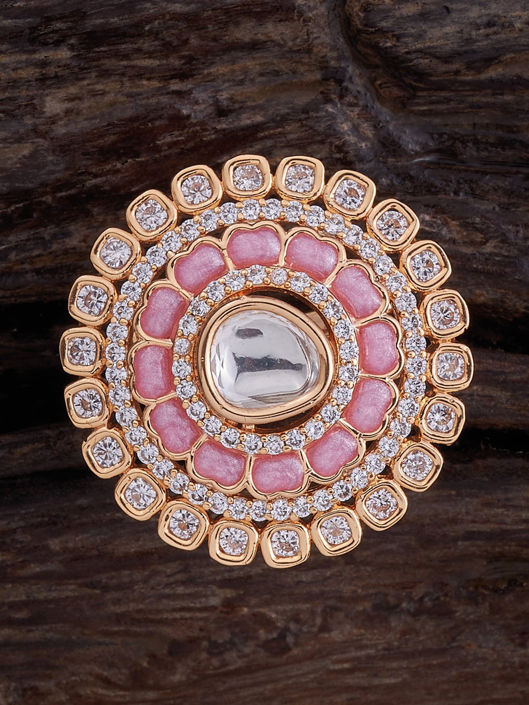 

Kushal's Fashion Jewellery Gold Plated Kundan Studded Finger Ring