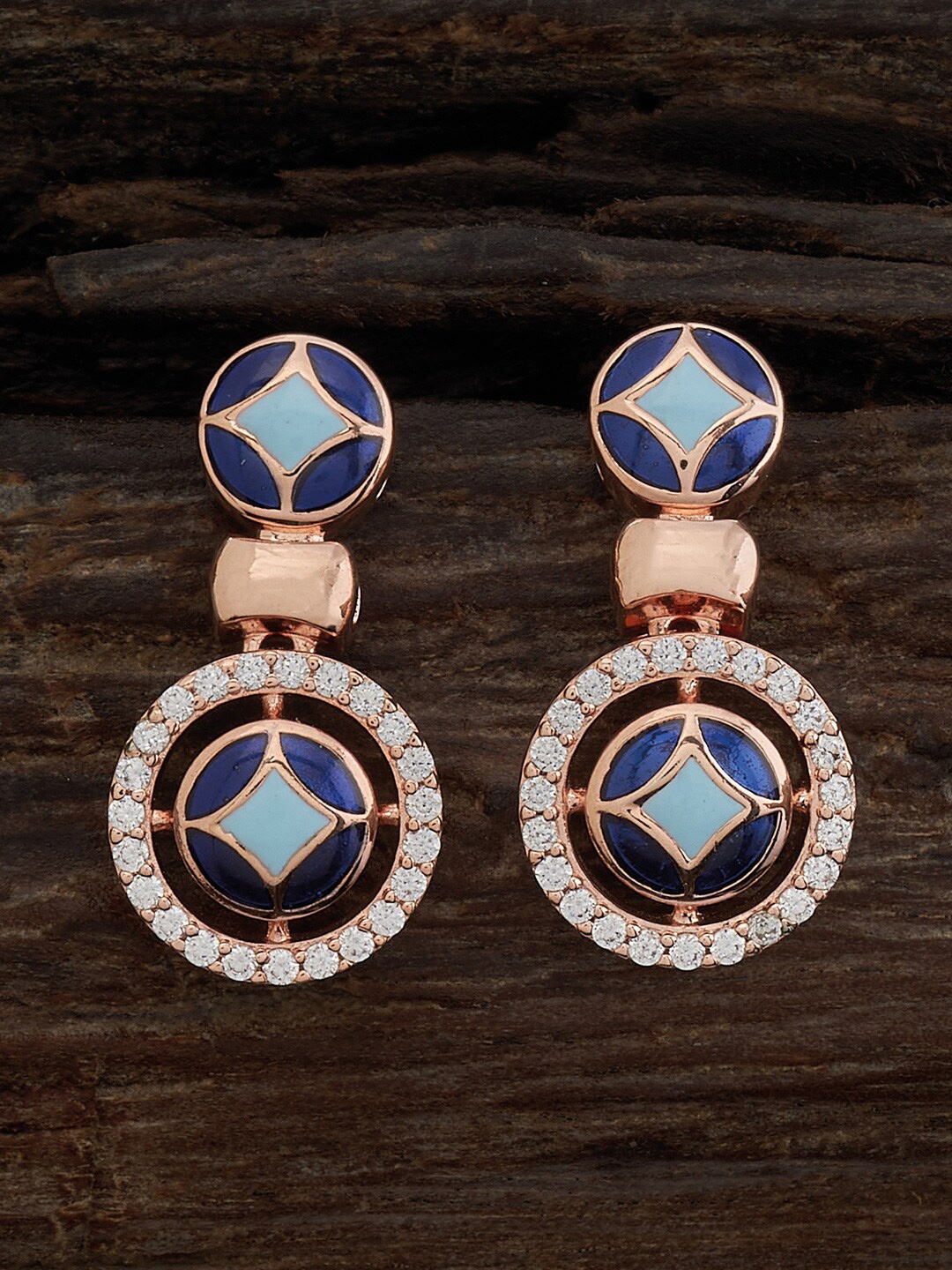 

Kushal's Fashion Jewellery Rose Gold Plated Circular Drop Earrings, White