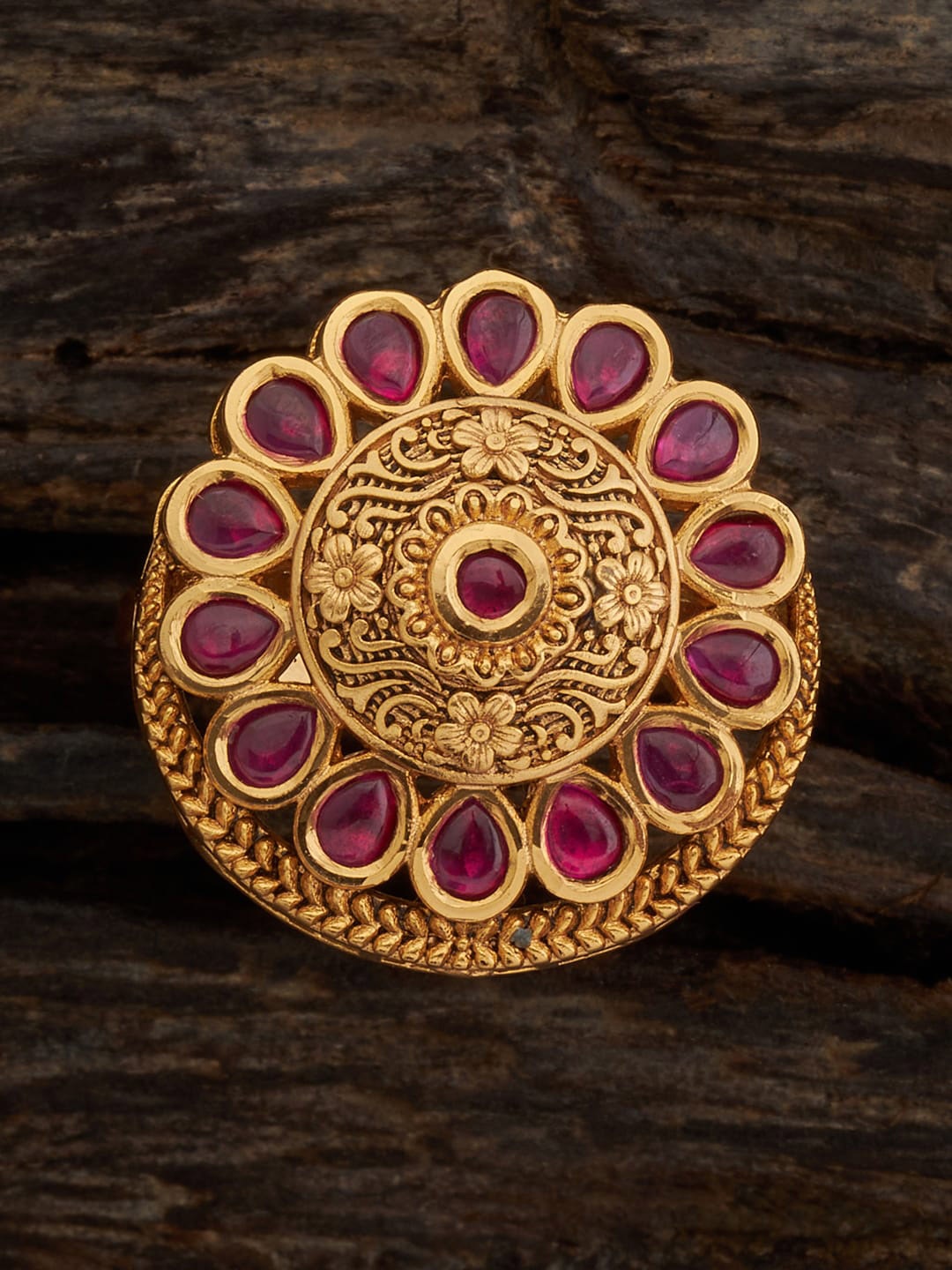 

Kushal's Fashion Jewellery Gold Plated Stone Studded Finger Ring