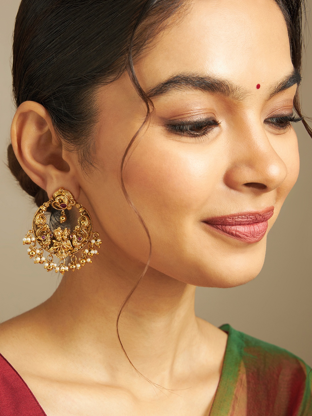 

Kushal's Fashion Jewellery Gold Plated Drop Earrings, Red