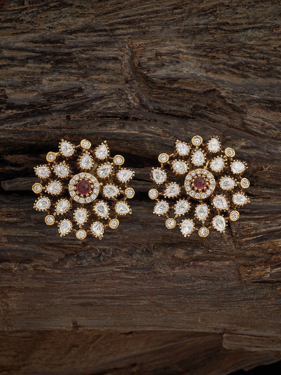 

Kushal's Fashion Jewellery Kundan-Studded Classic Studs Earrings, Gold