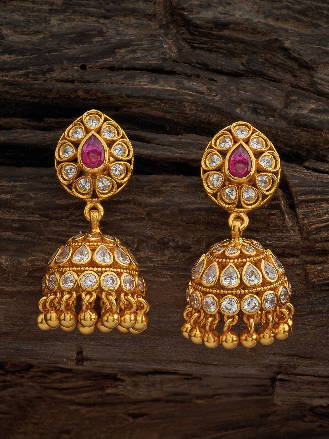 

Kushal's Fashion Jewellery Gold Plated Jhumkas, White