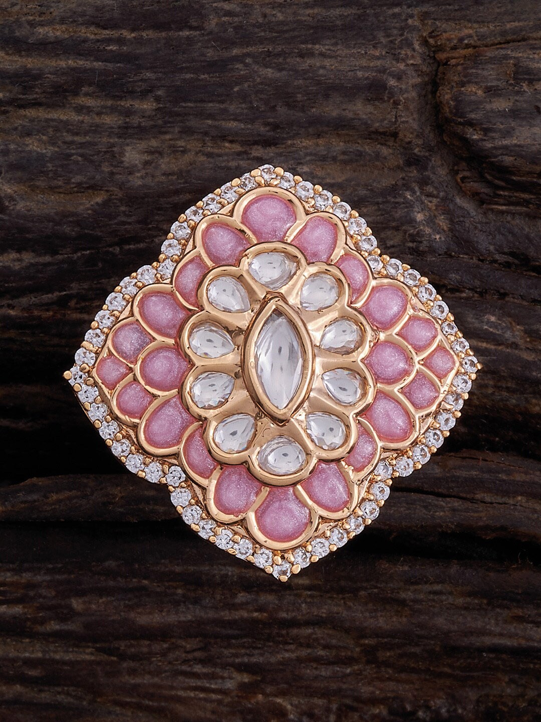 

Kushal's Fashion Jewellery Kundan Studded Finger Ring, Gold