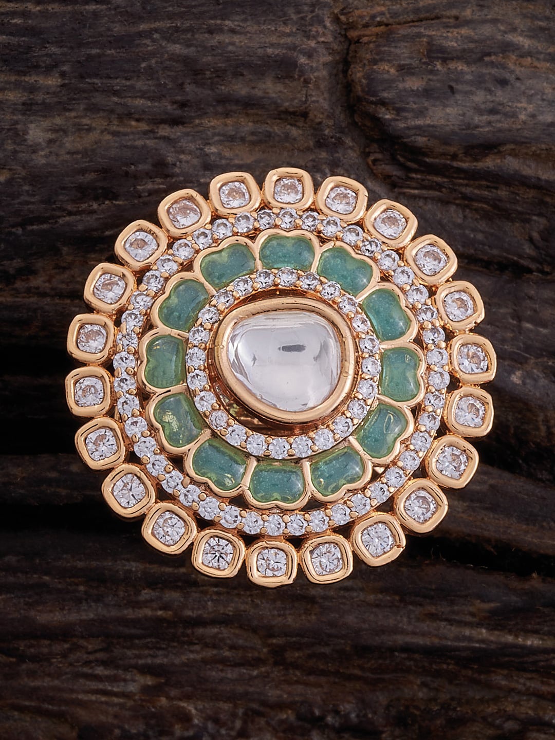 

Kushal's Fashion Jewellery Kundan Studded Finger Ring, Gold