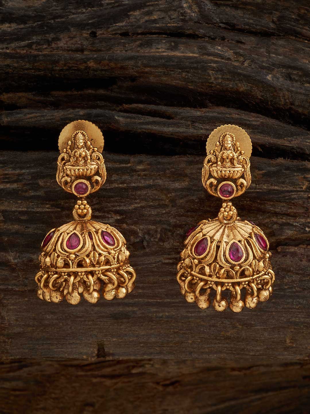 

Kushal's Fashion Jewellery Gold-Plated Dome Shaped Jhumkas