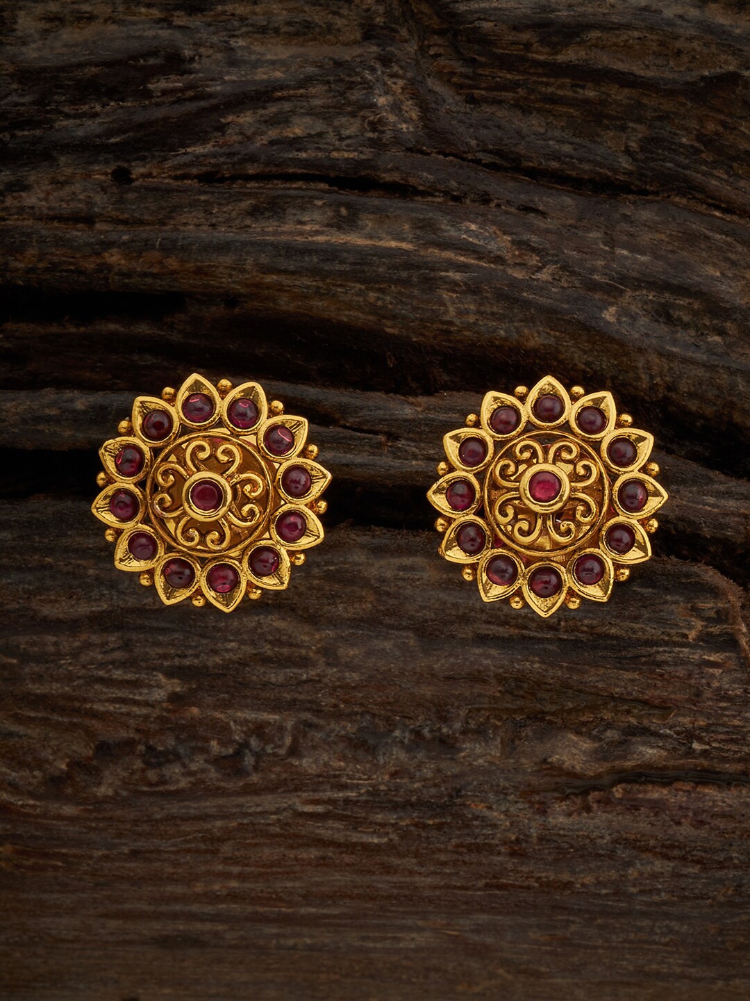 

Kushal's Fashion Jewellery Gold-Plated Circular Studs