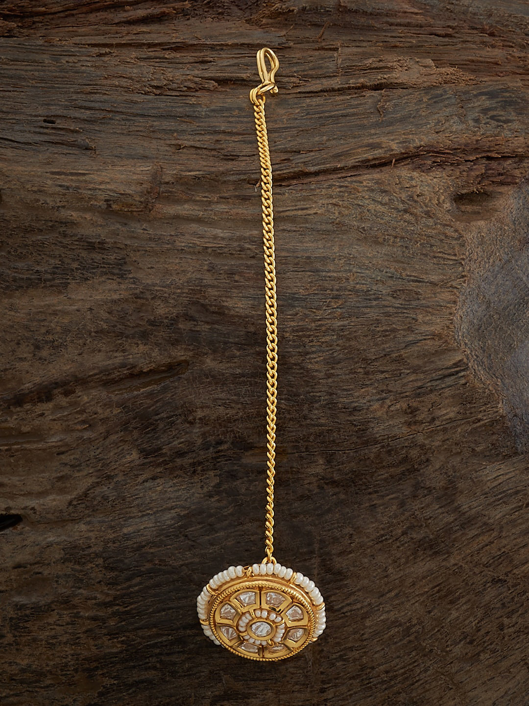 

Kushal's Fashion Jewellery Gold-Plated Kundan Studded Maang Tikka Head Jewellery
