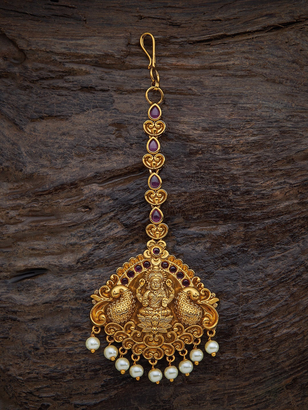 

Kushal's Fashion Jewellery Gold-Plated Artificial Beads Studded Maang Tikka