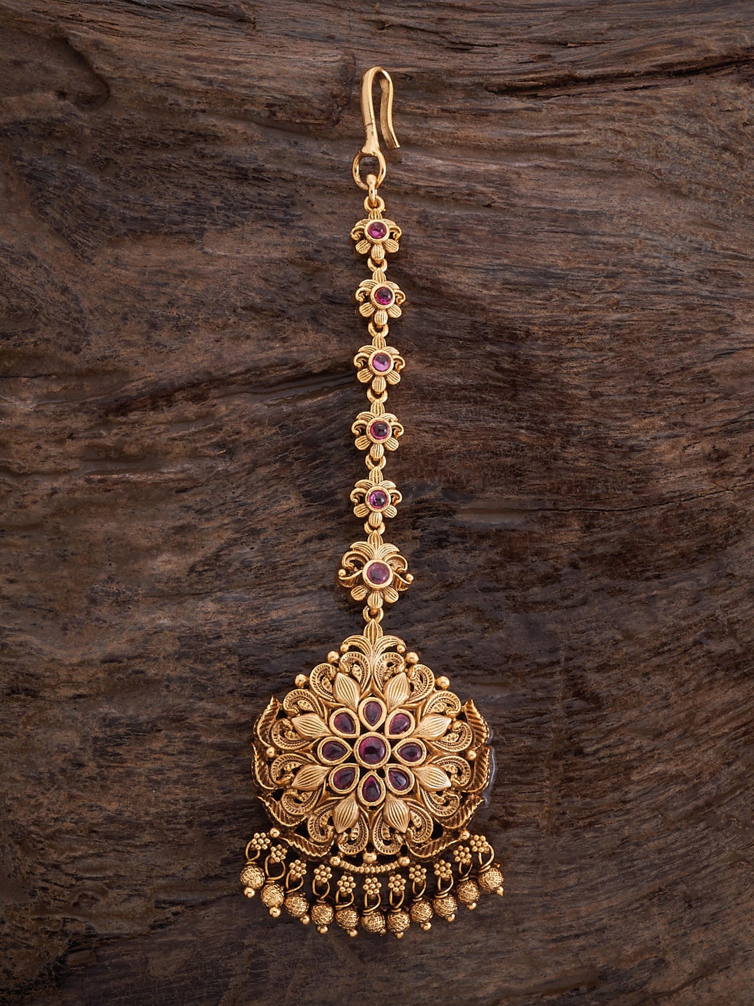 

Kushal's Fashion Jewellery Gold-Plated Artificial Stones Studded Maang Tikka