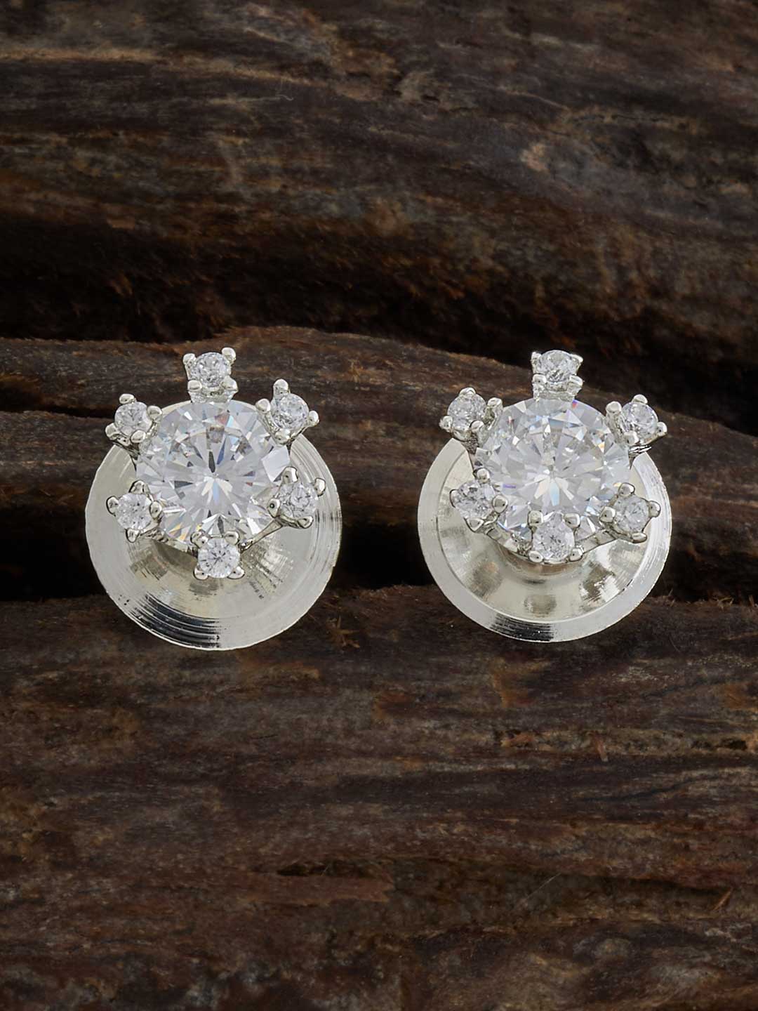 

Kushal's Fashion Jewellery Rhodium Plated Classic Studs, White