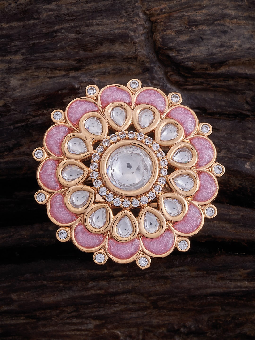 

Kushal's Fashion Jewellery Kundan Studded Finger Ring, Gold