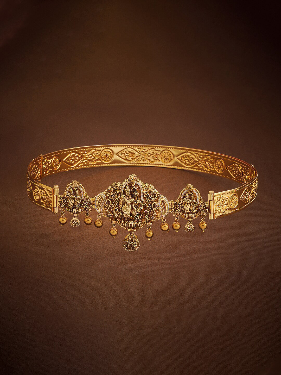 

Kushal's Fashion Jewellery Gold-Plated CZ-Studded Antique Waist Chain