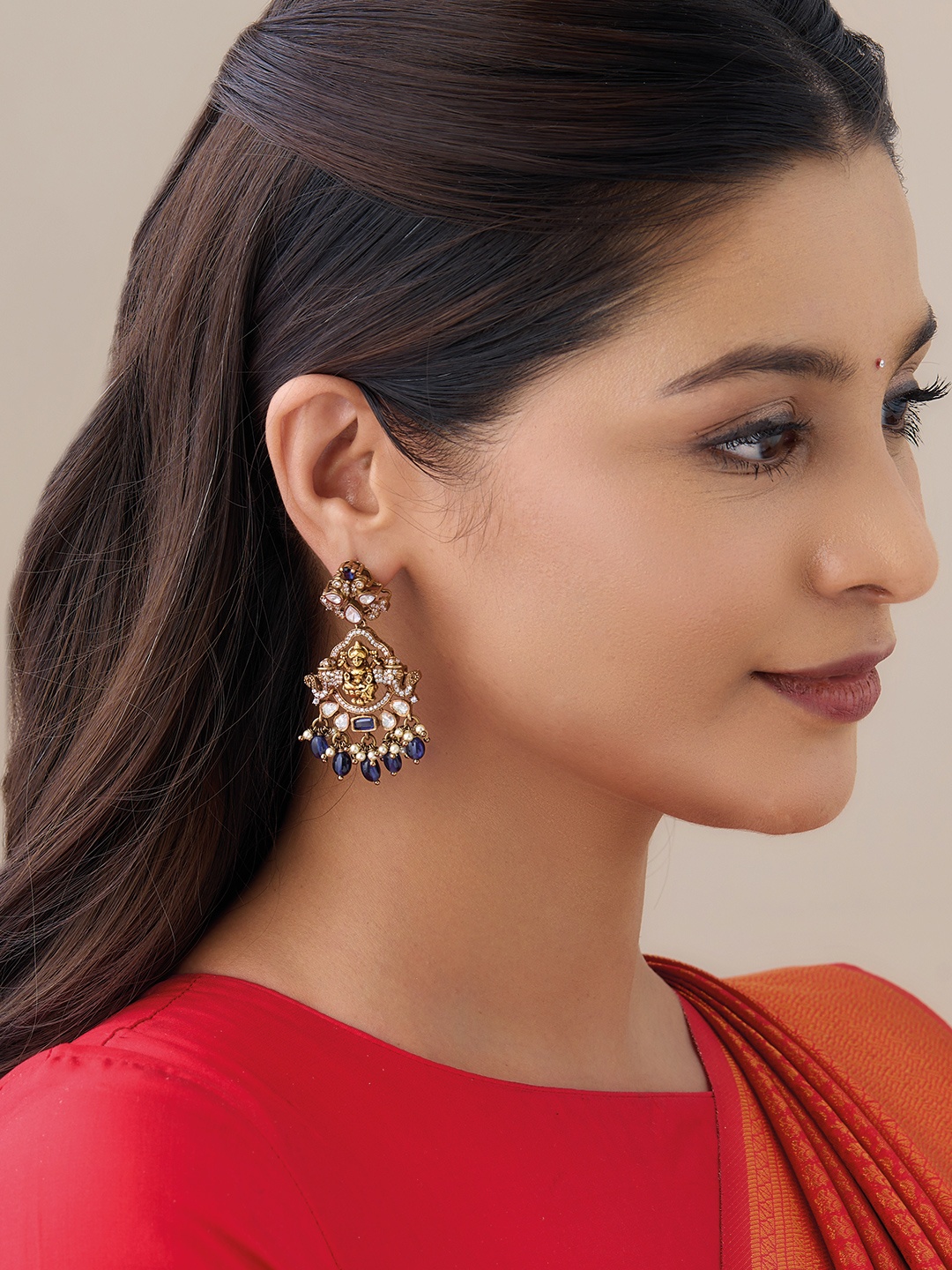 

Kushal's Fashion Jewellery 92.5 Pure Silver Gold-Plated Classic Drop Earrings