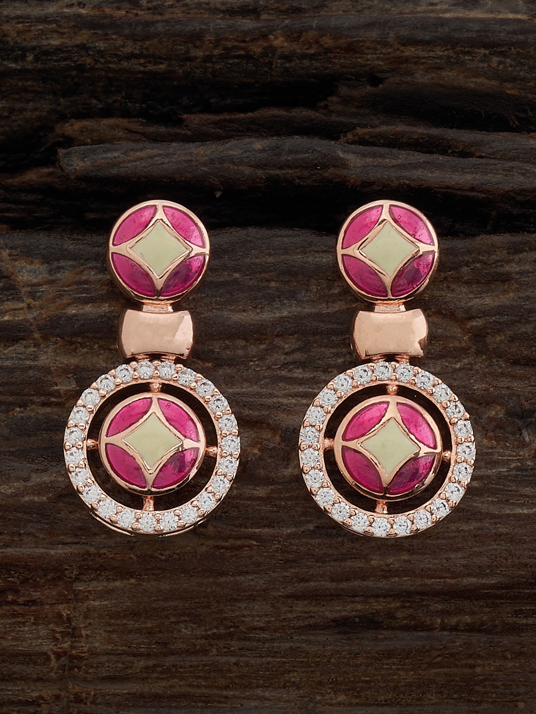 

Kushal's Fashion Jewellery Rose Gold-Plated Cubic Zirconia Drop Earrings