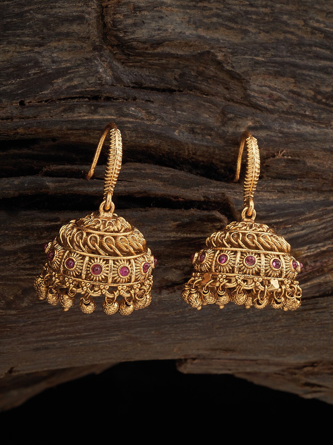 

Kushal's Fashion Jewellery Artificial Stones Gold Plated Jhumkas