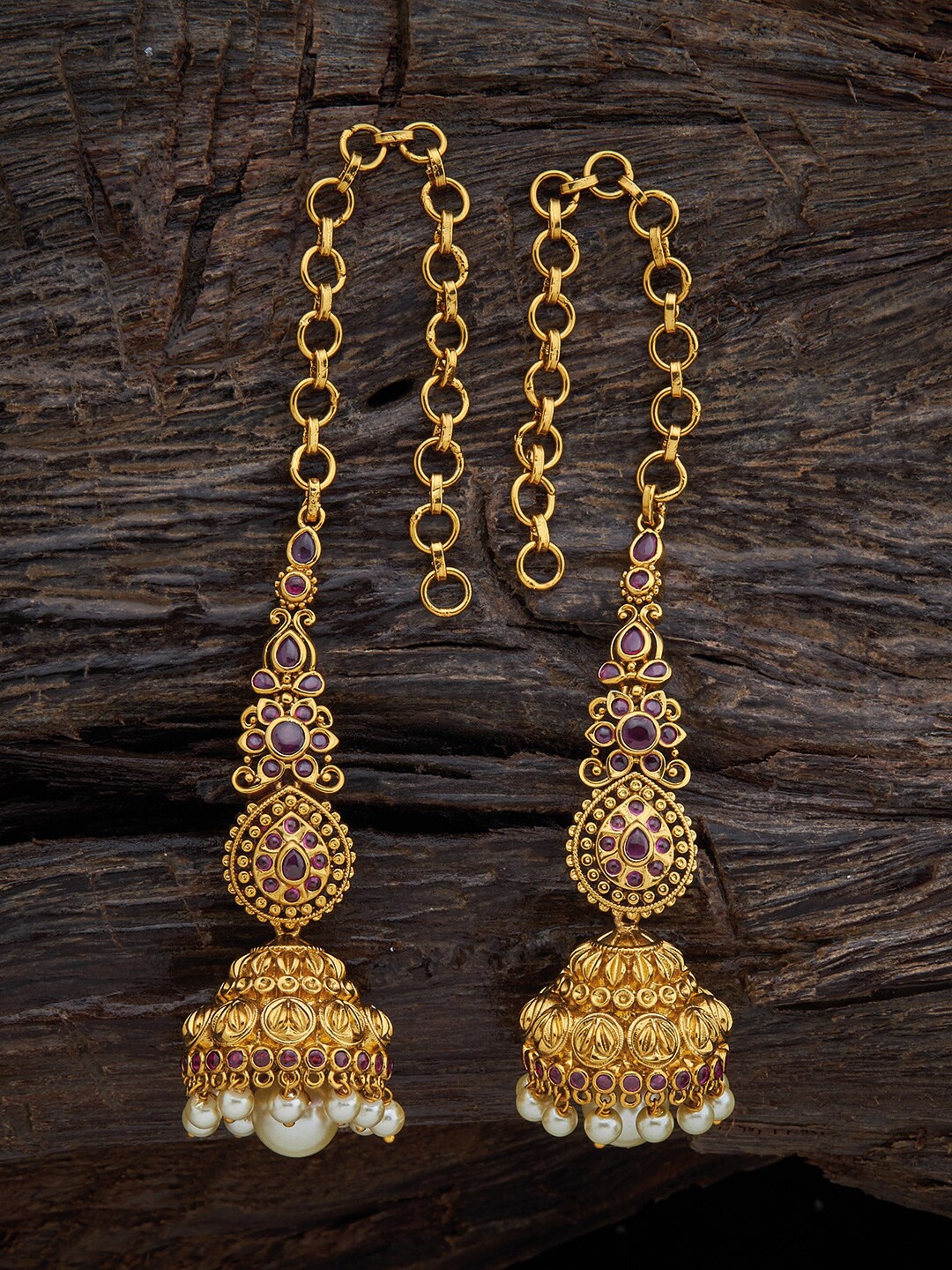 

Kushal's Fashion Jewellery Gold-Plated Dome Shaped Jhumkas Earrings