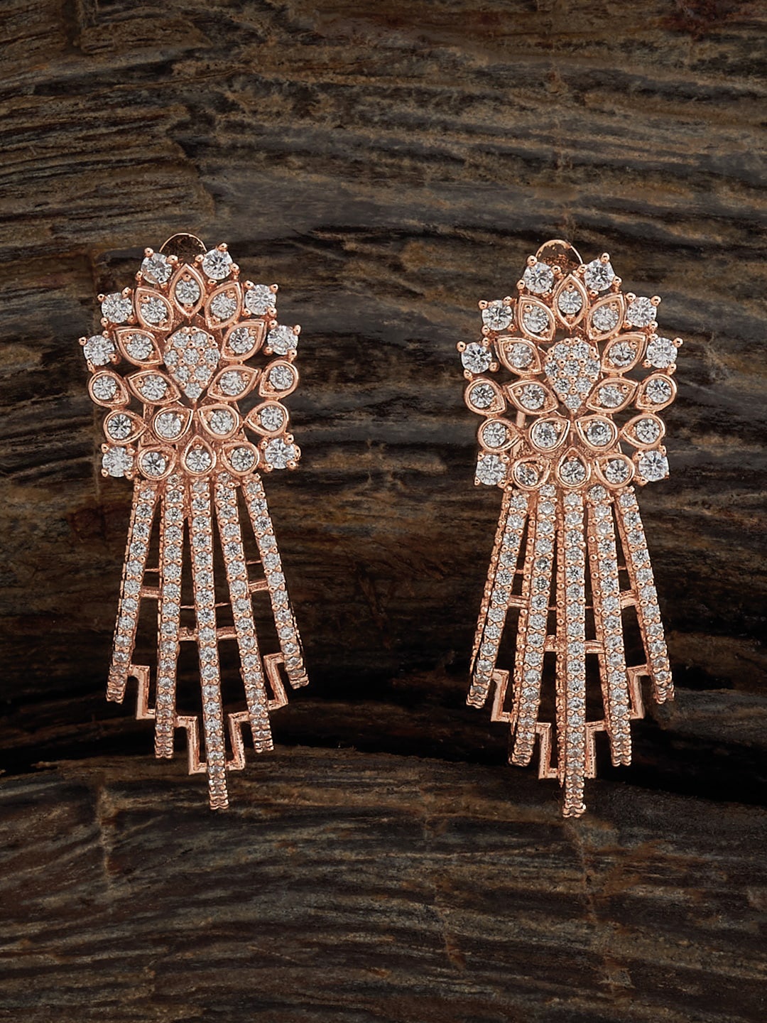 

Kushal's Fashion Jewellery Rose Gold-Plated Classic Drop Earrings, White