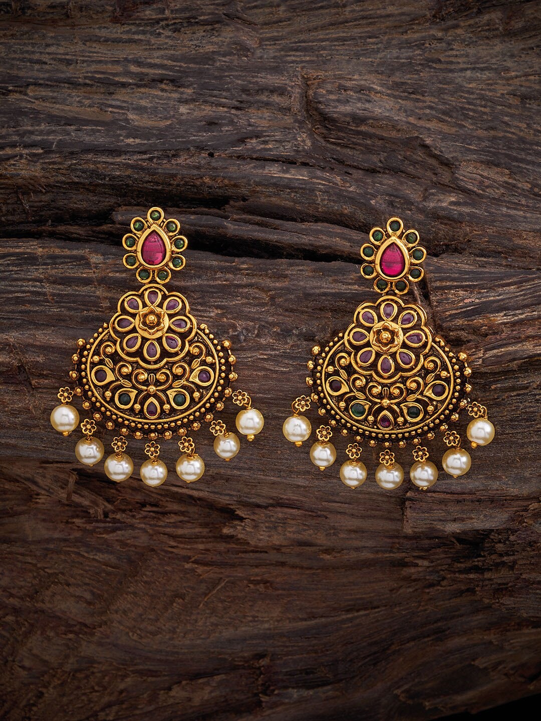 

Kushal's Fashion Jewellery Gold-Plated Classic Chandbalis