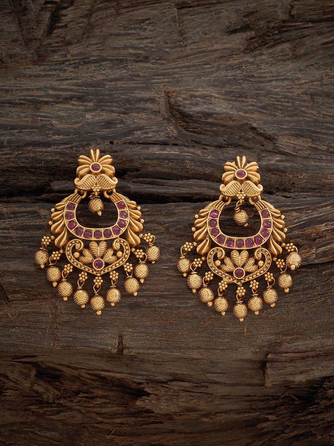 

Kushal's Fashion Jewellery Gold-Plated Stone Studded Classic Drop Earrings