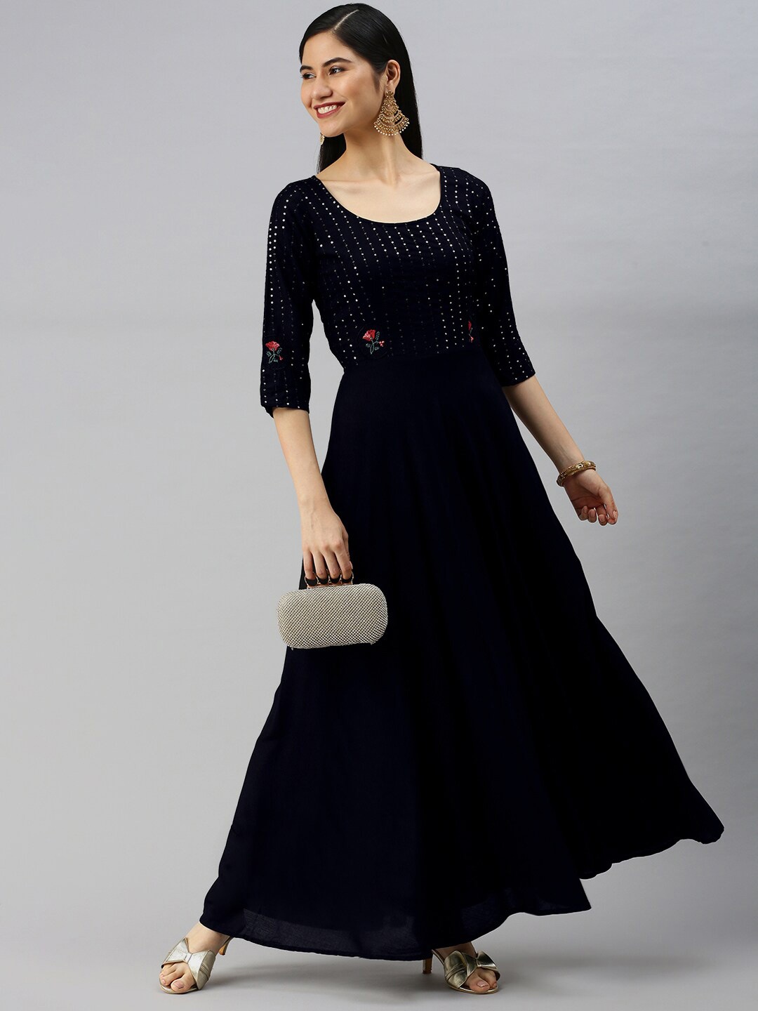 

Swishchick Sequined Embellished Maxi Dress, Black